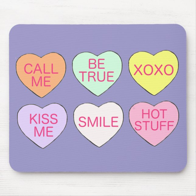 Happy Valentine's Day Pastel Candy Hearts Love Mouse Pad (Front)