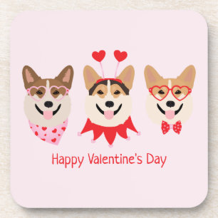 Happy Valentines Day Pembroke Welsh Corgi Dogs Coaster