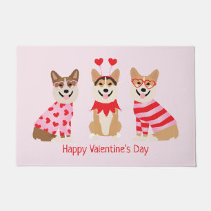 Happy Valentines Day Pembroke Welsh Corgi Dogs Doormat