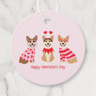 Happy Valentines Day Pembroke Welsh Corgi Dogs Favour Tags