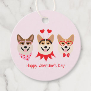 Happy Valentines Day Pembroke Welsh Corgi Dogs Favour Tags