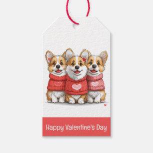 Happy Valentines Day Pembroke Welsh Corgi Dogs Gift Tags