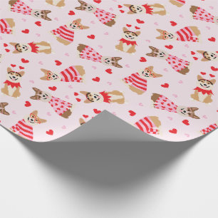 Happy Valentines Day Pembroke Welsh Corgi Dogs Wrapping Paper