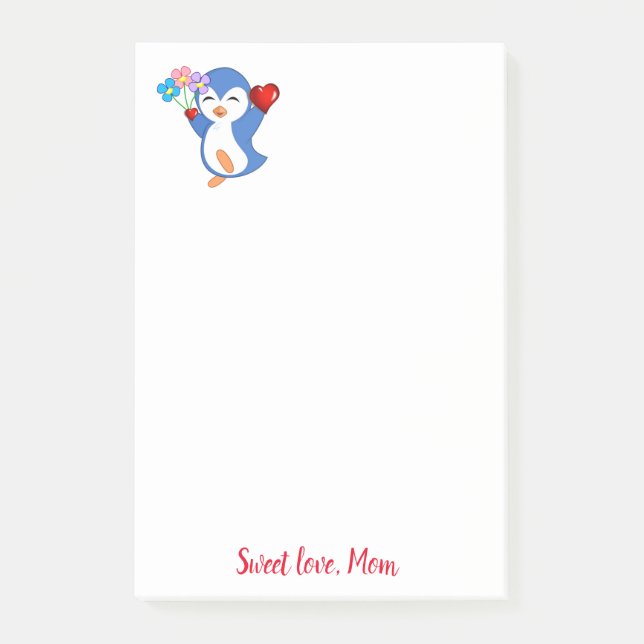 Happy Valentine's Day Penguin  Post it Note (Front)