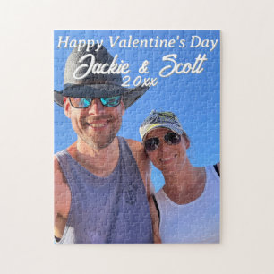 Happy VALENTINE'S Day Personalise Photo & Names Jigsaw Puzzle