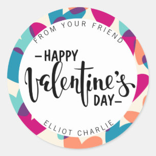 Happy Valentine's Day Personalised  Classic Round Sticker