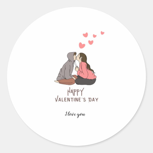Happy Valentine's Day Photo Holiday Card Classic Round Sticker (Front)