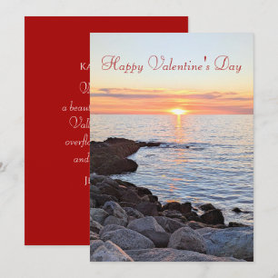 Happy Valentine's Day Photo of Sunset on the Sea Holiday Card