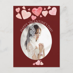 Happy Valentine's Day Photo Portrait Painted Heart Holiday Postcard