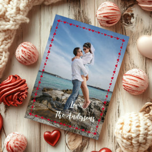 Happy Valentine's Day Photo Whimsical Heart Border Holiday Card
