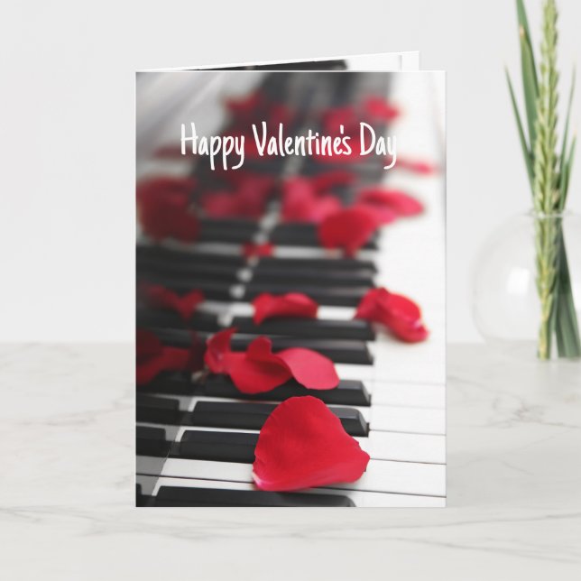Happy Valentine's Day Piano Music Song Card (Front)