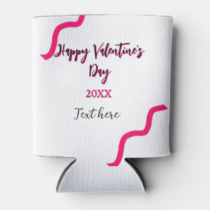 Happy Valentine's day pink black spiral bold lette Can Cooler