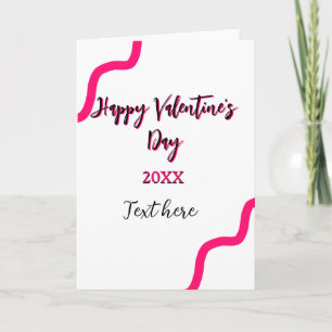 Happy Valentine's day pink black spiral bold lette Card