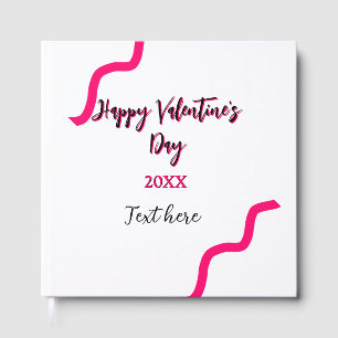 Happy Valentine's day pink black spiral bold lette Guest Book