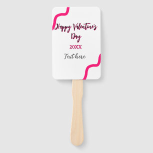 Happy Valentine's day pink black spiral bold lette Hand Fan