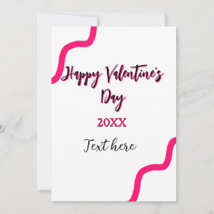 Happy Valentine's day pink black spiral bold lette Invitation