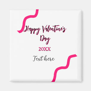 Happy Valentine's day pink black spiral bold lette Magnet