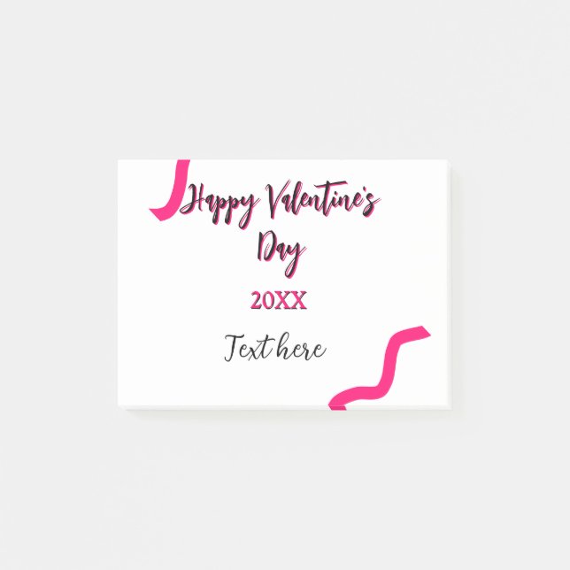Happy Valentine's day pink black spiral bold lette Post-it Notes (Front)
