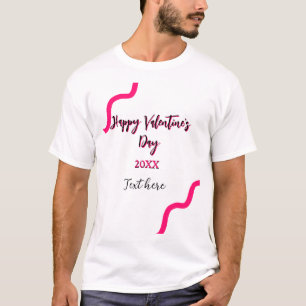 Happy Valentine's day pink black spiral bold lette T-Shirt