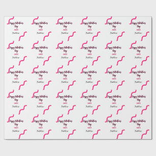 Happy Valentine's day pink black spiral bold lette Wrapping Paper
