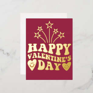 HAPPY VALENTINE'S DAY PINK GLITTER DRIP CUSTOM FOIL HOLIDAY POSTCARD
