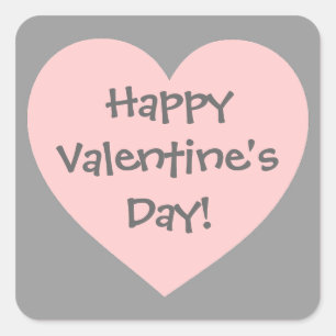 Happy Valentine's Day pink grey heart stickers