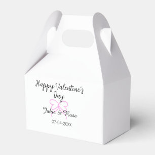 Happy Valentine's day pink heart bow name date sty Favour Box