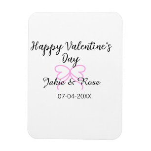 Happy Valentine's day pink heart bow name date sty Magnet