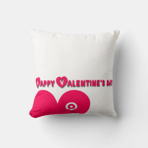 Happy Valentine's Day Pink Heart Ladder Pillow