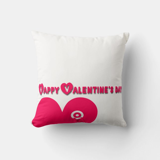 Happy Valentine's Day Pink Heart Ladder Pillow (Front)