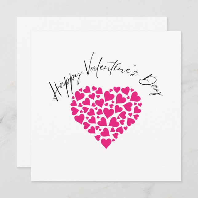 Happy Valentine's Day Pink Hearts Card (Front/Back)