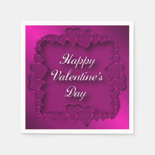 Happy Valentine's Day Pink Hearts Napkins