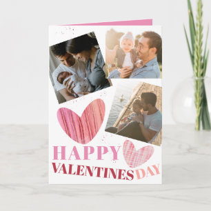 Happy Valentines Day Pink Modern Heart Card