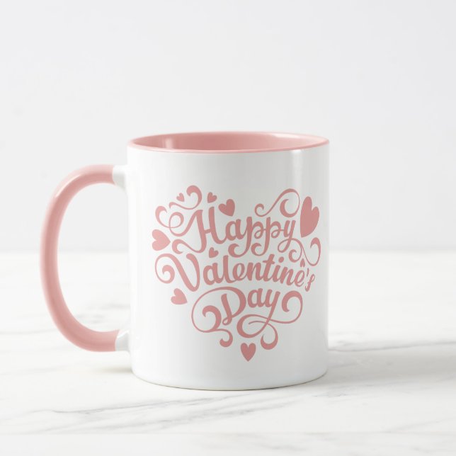 Happy Valentine's Day Pink Modern Mug (Left)