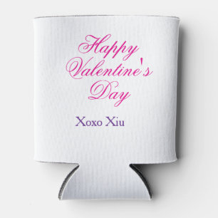 Happy Valentine's day pink purple xoxo love name c Can Cooler