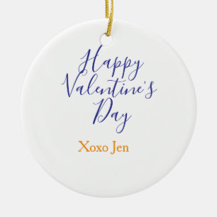 Happy Valentine's day pink purple xoxo love name c Ceramic Ornament