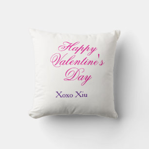 Happy Valentine's day pink purple xoxo love name c Cushion