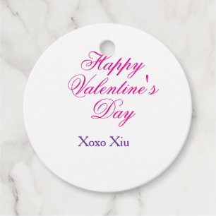 Happy Valentine's day pink purple xoxo love name c Favour Tags