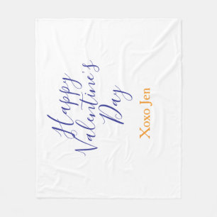 Happy Valentine's day pink purple xoxo love name c Fleece Blanket