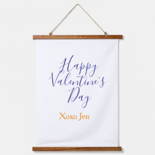 Happy Valentine's day pink purple xoxo love name c Hanging Tapestry