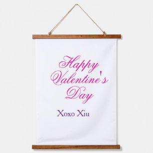 Happy Valentine's day pink purple xoxo love name c Hanging Tapestry