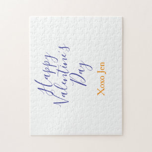 Happy Valentine's day pink purple xoxo love name c Jigsaw Puzzle