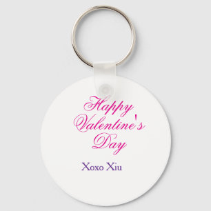 Happy Valentine's day pink purple xoxo love name c Key Ring