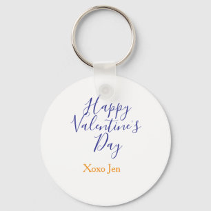 Happy Valentine's day pink purple xoxo love name c Key Ring