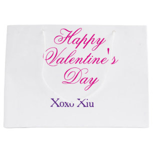 Happy Valentine's day pink purple xoxo love name c Large Gift Bag
