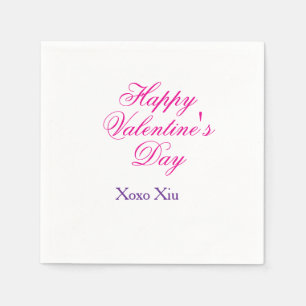 Happy Valentine's day pink purple xoxo love name c Napkin