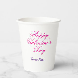 Happy Valentine's day pink purple xoxo love name c Paper Cups
