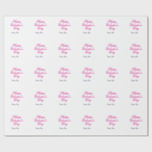 Happy Valentine's day pink purple xoxo love name c Wrapping Paper