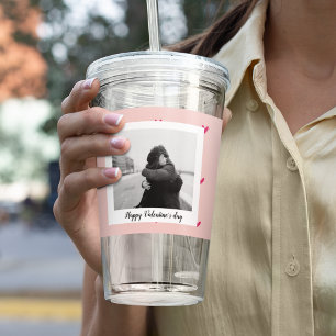 Happy Valentine's Day Pink & Red Heart Gift Acrylic Tumbler