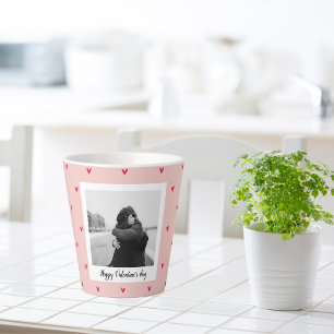 Happy Valentine's Day   Pink & Red Heart   Gift Latte Mug